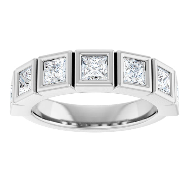 Platinum Square Natural Diamond Bezel-Set Anniversary Band – 1/6–2 3/4 CTW - view 3