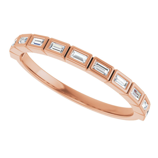 14K Gold Straight Baguette Lab-Grown Diamond Bezel-Set Anniversary Band – 1/6–3/8 CTW - Rose Gold - view 5