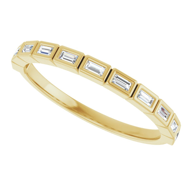14K Gold Straight Baguette Lab-Grown Diamond Bezel-Set Anniversary Band – 1/6–3/8 CTW - Yellow Gold - view 5