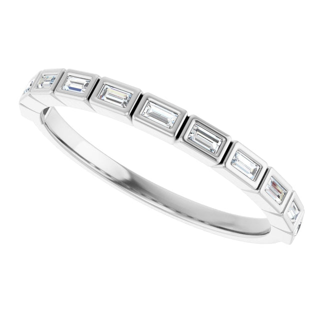 Platinum Straight Baguette Natural Diamond Bezel-Set Anniversary Band – 1/6–3/4 CTW - view 5