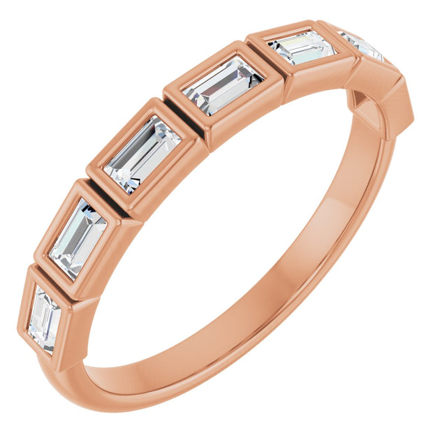 14K Gold Straight Baguette Lab-Grown Diamond Bezel-Set Anniversary Band – 1/6–3/8 CTW - Rose Gold