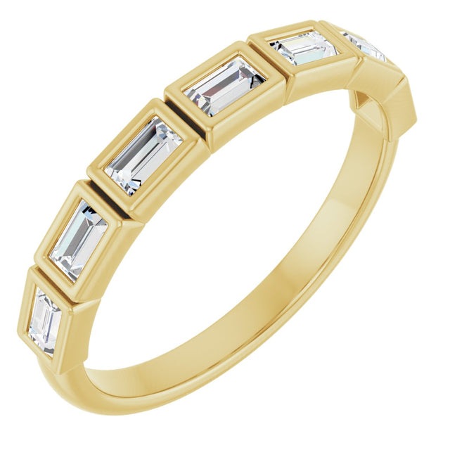14K Gold Straight Baguette Lab-Grown Diamond Bezel-Set Anniversary Band – 1/6–3/8 CTW - Yellow Gold
