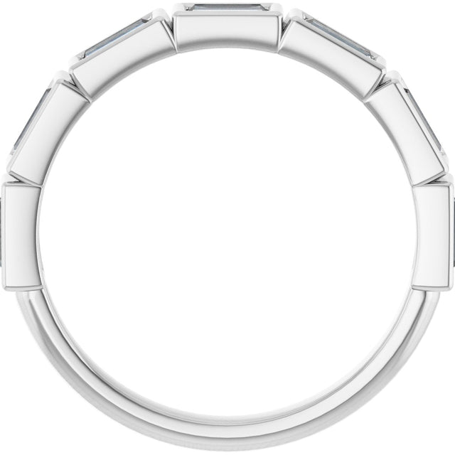 10K Gold Straight Baguette Natural Diamond Bezel-Set Anniversary Band – 1/2–3/4 CTW - White Gold - view 2