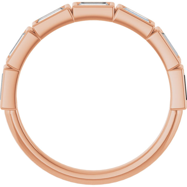 10K Gold Straight Baguette Natural Diamond Bezel-Set Anniversary Band – 1/2–3/4 CTW - Rose Gold - view 2