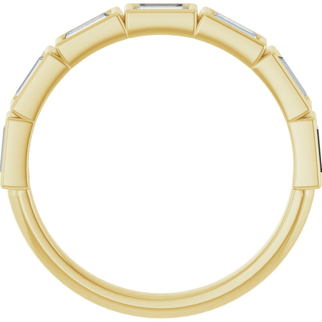 10K Gold Straight Baguette Natural Diamond Bezel-Set Anniversary Band – 1/2–3/4 CTW - Yellow Gold - view 2