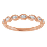 14K Gold Marquise Lab-Grown Diamond Bezel-Set Anniversary Band – 3x1.5 mm Stones - Rose Gold - view 3