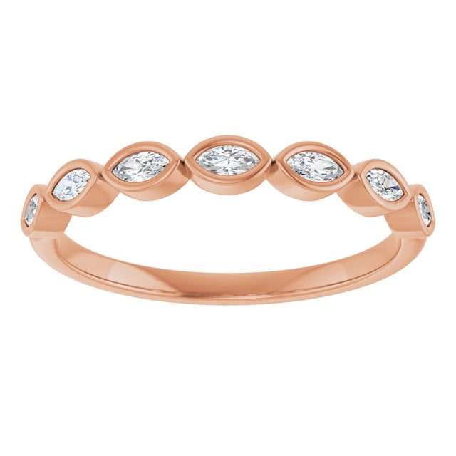 14K Gold Marquise Lab-Grown Diamond Bezel-Set Anniversary Band – 3x1.5 mm Stones - Rose Gold - view 3