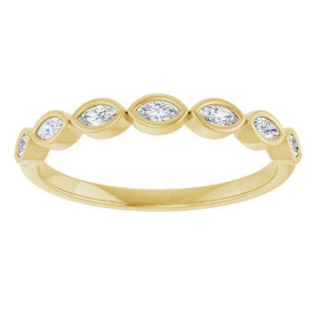14K Gold Marquise Lab-Grown Diamond Bezel-Set Anniversary Band – 3x1.5 mm Stones - Yellow Gold - view 3