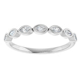 Platinum Marquise Lab-Grown Diamond Bezel-Set Anniversary Band – 3x1.5 mm Stones - view 3