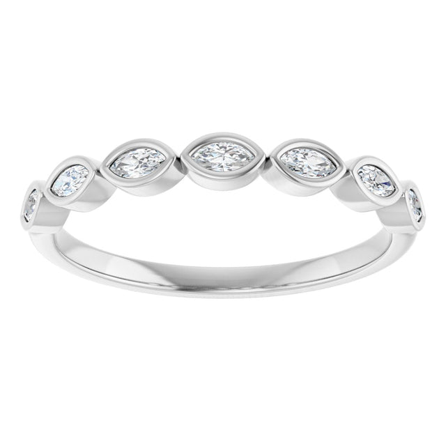 Platinum Marquise Lab-Grown Diamond Bezel-Set Anniversary Band – 3x1.5 mm Stones - view 3
