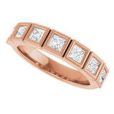 10K Gold Square Lab-Grown Diamond Bezel-Set Anniversary Band – 3/4–2 CTW - Rose Gold - view 5