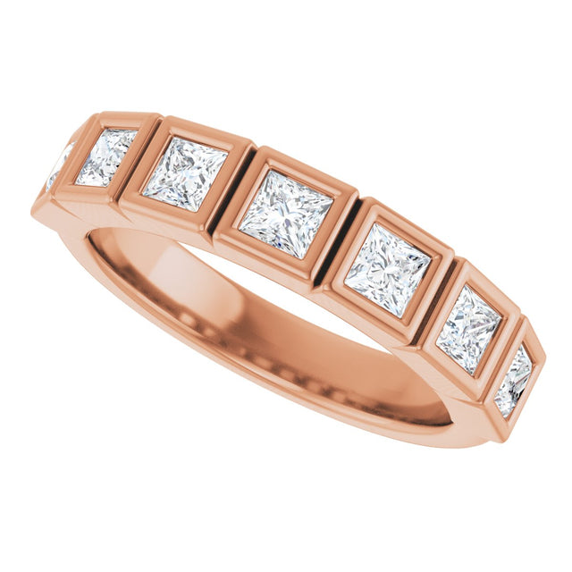14K Gold Square Lab-Grown Diamond Bezel-Set Anniversary Band – 1/2–2 CTW - Rose Gold - view 5