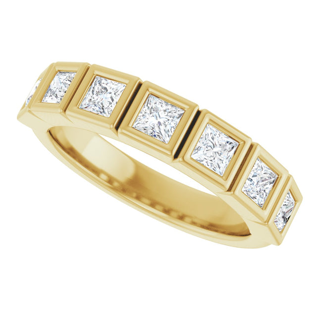 10K Gold Square Lab-Grown Diamond Bezel-Set Anniversary Band – 3/4–2 CTW - Yellow Gold - view 5