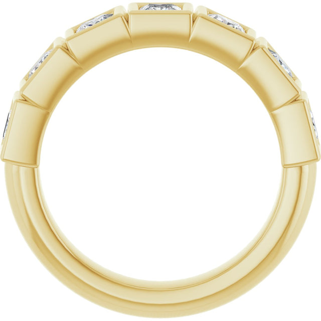 10K Gold Square Natural Diamond Bezel-Set Anniversary Band – 9/10–2 3/4 CTW - Yellow Gold - view 2