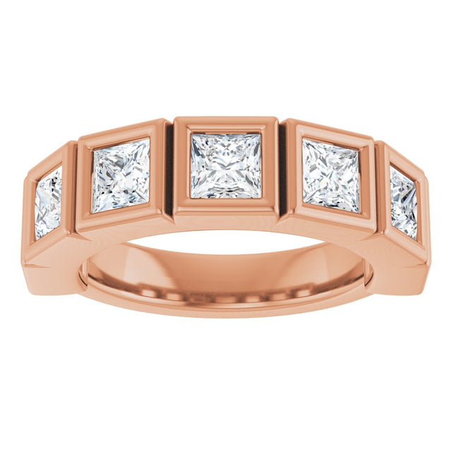 10K Gold Square Lab-Grown Diamond Bezel-Set Anniversary Band – 2 3/4 CTW - Rose Gold - view 3