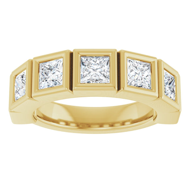10K Gold Square Lab-Grown Diamond Bezel-Set Anniversary Band – 2 3/4 CTW - Yellow Gold - view 3