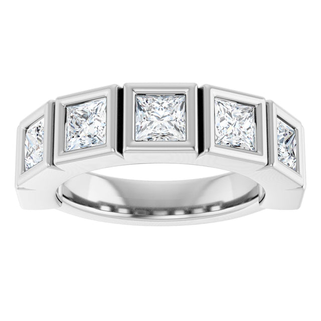 Platinum Round Lab-Grown Diamond Bezel-Set Anniversary Band – .08–1 1/3 CTW - view 3