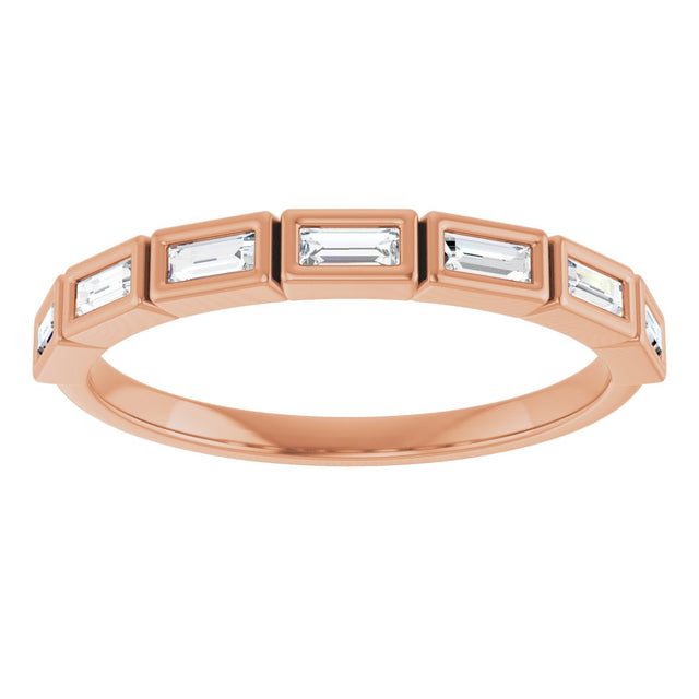 14K Gold Straight Baguette Lab-Grown Diamond Bezel-Set Anniversary Band – 1/6–3/8 CTW - Rose Gold - view 3
