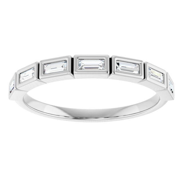 10K Gold Straight Baguette Lab-Grown Diamond Bezel-Set Anniversary Band – 1/6–3/8 CTW - White Gold - view 3