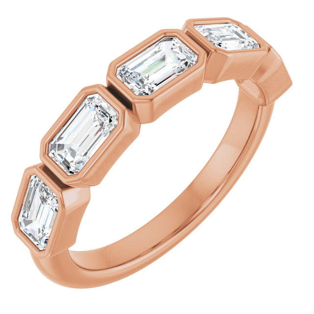 10K Gold Emerald Lab-Grown Diamond Bezel-Set Anniversary Band – 1 5/8 CTW - Rose Gold