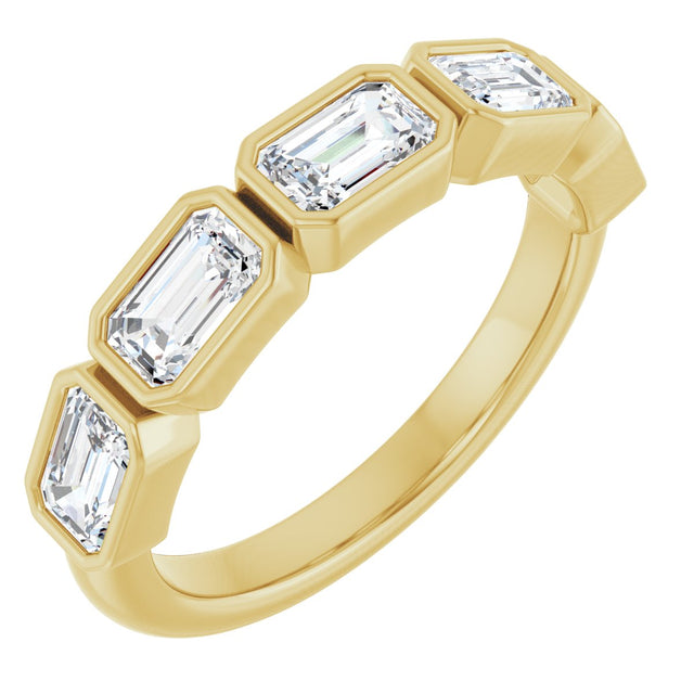 14K Gold Emerald Lab-Grown Diamond Bezel-Set Anniversary Band – 1 1/2 CTW - Yellow Gold