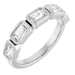 Platinum Emerald Natural Diamond Bezel-Set Anniversary Band – 1 7/8 CTW