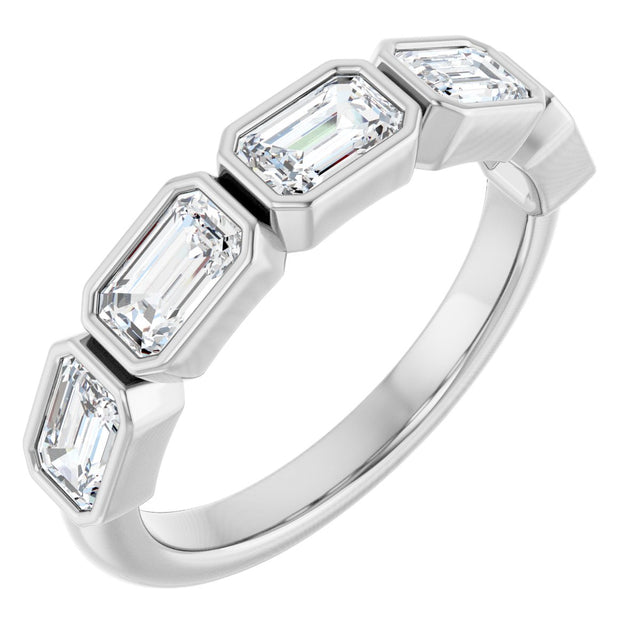 Platinum Emerald Natural Diamond Bezel-Set Anniversary Band – 1 7/8 CTW