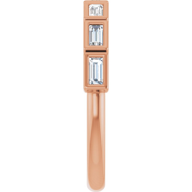 10K Gold Straight Baguette Natural Diamond Bezel-Set Anniversary Band – 1/6–3/8 CTW - Rose Gold - view 4