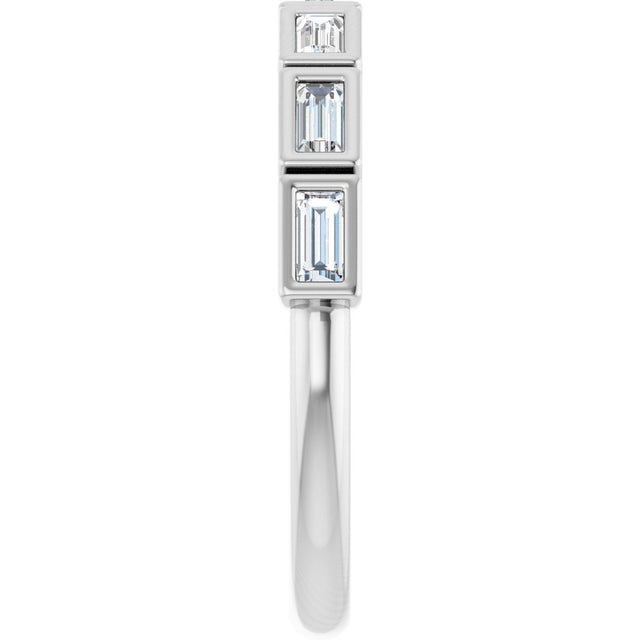 10K Gold Straight Baguette Lab-Grown Diamond Bezel-Set Anniversary Band – 1/6–3/8 CTW - White Gold - view 4