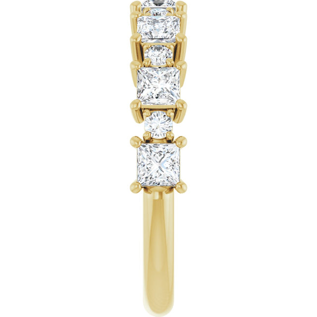 14K Gold Square Natural Diamond Anniversary Band – 1/2–1 1/3 CTW - Yellow Gold - view 4