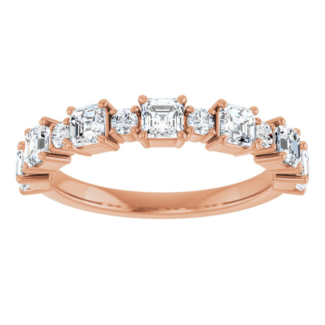 14K Gold Asscher Natural Diamond Anniversary Band – 1/2–1 1/3 CTW - Rose Gold - view 3
