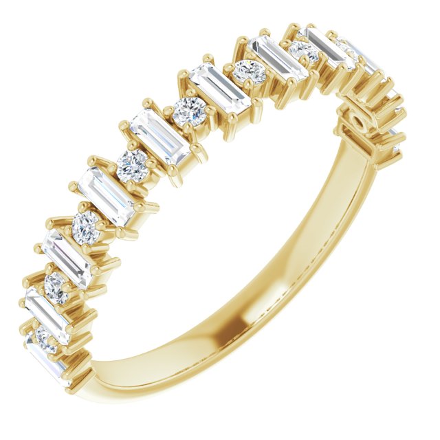 14K Gold Straight Baguette Natural Diamond Anniversary Band – 3/8–7/8 CTW - Yellow Gold