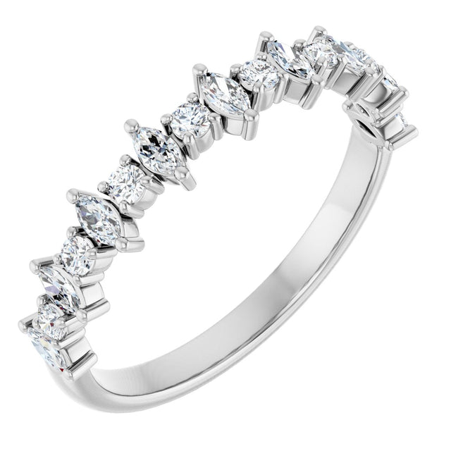 14K Gold Marquise Natural Diamond Anniversary Band – 3/8–5/8 CTW - White Gold