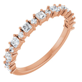 14K Gold Square Lab-Grown Diamond Anniversary Band – 1/2 CTW - Rose Gold