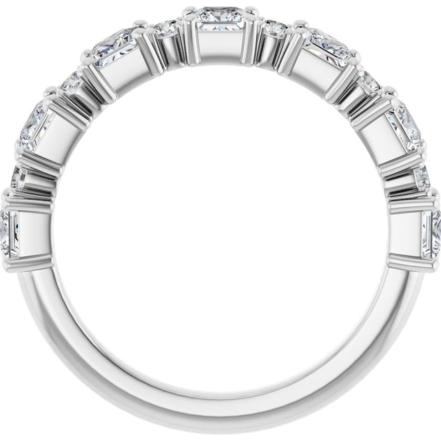 14K Gold Square Natural Diamond Anniversary Band – 1/2–1 1/3 CTW - White Gold - view 2