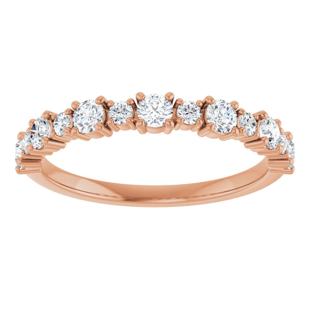 14K Gold Round Lab-Grown Diamond Anniversary Band – 3/8–1 1/4 CTW - Rose Gold - view 3