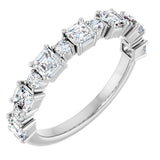 14K Gold Asscher Natural Diamond Anniversary Band – 1/2–1 1/3 CTW - White Gold