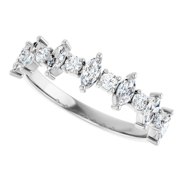 Platinum Marquise Natural Diamond Anniversary Band – 3/8–5/8 CTW - view 5
