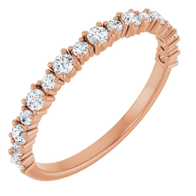 14K Gold Round Lab-Grown Diamond Anniversary Band – 3/8–1 1/4 CTW - Rose Gold