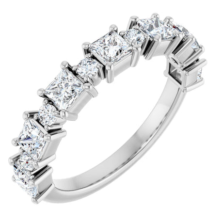 14K Gold Square Natural Diamond Anniversary Band – 1/2–1 1/3 CTW - White Gold