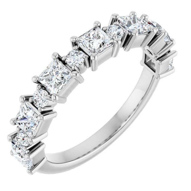 14K Gold Square Natural Diamond Anniversary Band – 1/2–1 1/3 CTW - White Gold