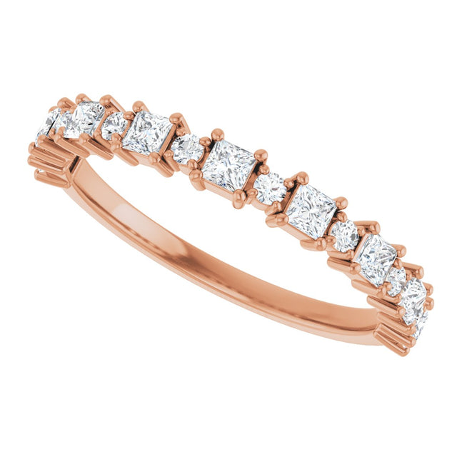 14K Gold Square Natural Diamond Anniversary Band – 1/2–1 1/3 CTW - Rose Gold - view 5
