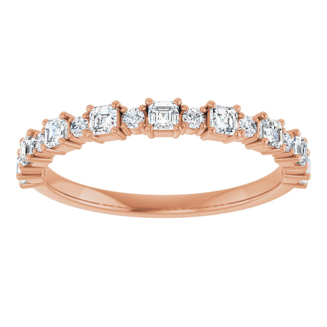 14K Gold Asscher Natural Diamond Anniversary Band – 1/2–1 1/3 CTW - Rose Gold - view 3