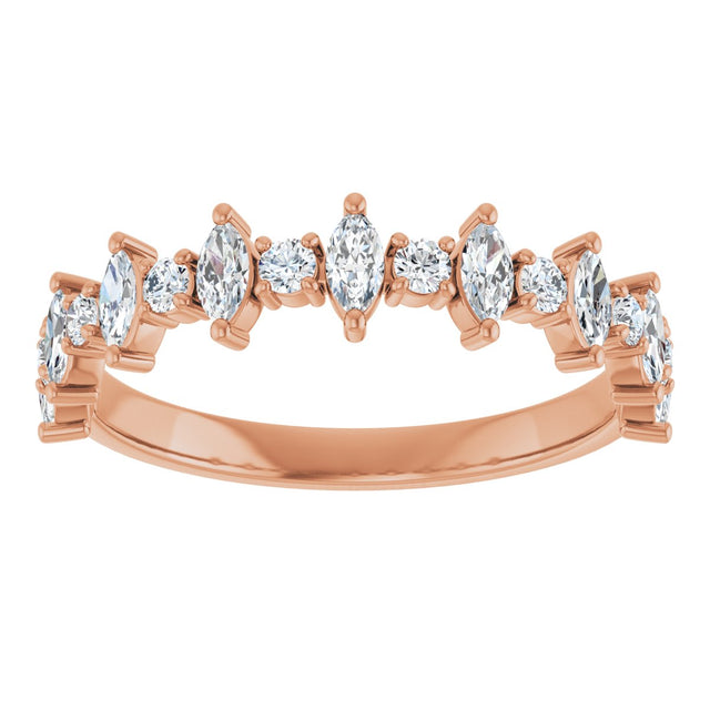 14K Gold Marquise Natural Diamond Anniversary Band – 3/8–5/8 CTW - Rose Gold - view 3