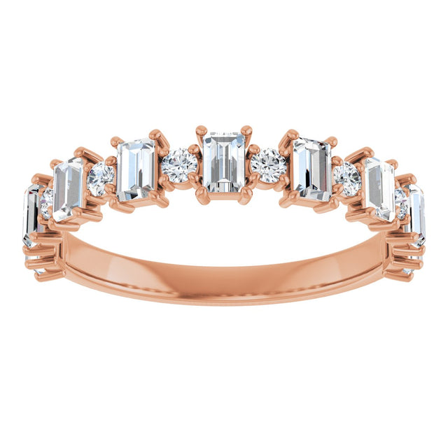 14K Gold Straight Baguette Natural Diamond Anniversary Band – 3/8–7/8 CTW - Rose Gold - view 3