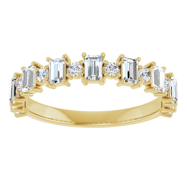 14K Gold Straight Baguette Natural Diamond Anniversary Band – 3/8–7/8 CTW - Yellow Gold - view 3