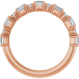 14K Gold Asscher Natural Diamond Anniversary Band – 1/2–1 1/3 CTW - Rose Gold - view 2