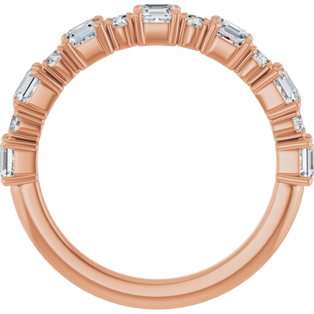 14K Gold Asscher Natural Diamond Anniversary Band – 1/2–1 1/3 CTW - Rose Gold - view 2