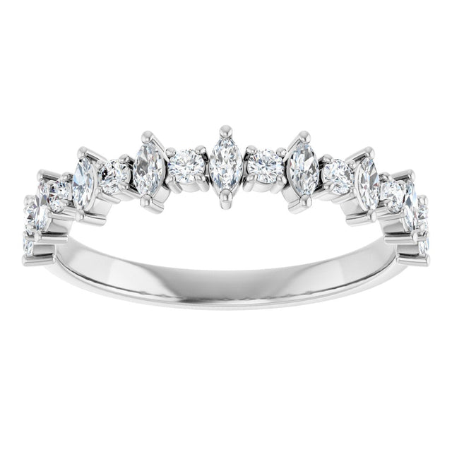 Platinum Marquise Natural Diamond Anniversary Band – 3/8–5/8 CTW - view 3