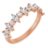 14K Gold Marquise Natural Diamond Anniversary Band – 3/8–5/8 CTW - Rose Gold